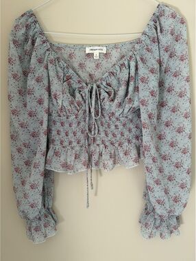 S smocked cropped blouse, French Kiss